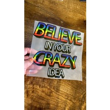 Gönülden Tasarım Crazy Renkli Yazılı Ütü Ile Yapışan Transfer Kumaş Kot Baskı Arma 21X19 cm