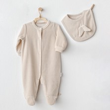 Andywawa Bebek Tulum Takım Romper Bibs Set Velvet Happy Newyear AC25324