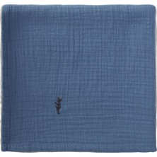 Cigit Nakışlı Müslin Battaniye 90X100 Cm İndigo Mavi