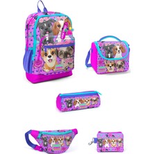 Coral High Sarı Pembe Sevimli Köpek Desenli 5'li Okul Çanta Seti 5SET23752