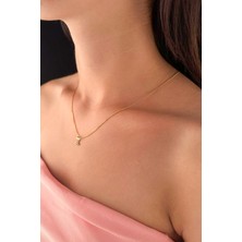 Fiyonk Kuyumculuk 14 Ayar Altın İpek Zincir Kirpik Uçlu Kolye