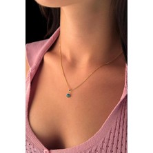 Fiyonk Kuyumculuk 14 Ayar Altın İpek Zincir Mavi Gözlü Nazar Kolye