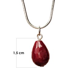 Kornea Store Yakut Doğal Taşı Zincirli El Yapımı Kolye Uç: 1,5 cm Zincir: 20 cm Kutulu
