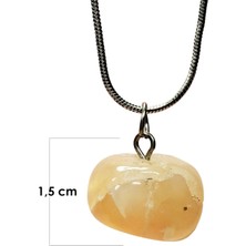Kornea Store Kalsit Doğal Taşı Zincirli El Yapımı Kolye Uç: 1,5 cm Zincir: 20 cm Kutulu