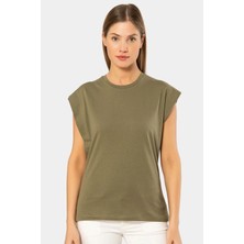 Türen 3401 Kadın Vatka Görünümlü T-Shirt-Hakı