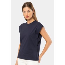 Türen 3401 Kadın Vatka Görünümlü T-Shirt-Lacivert