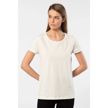 WT-Shirt London Kadın Kısa Kollu Bisiklet Yaka Basic T-Shirt-Bej