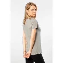 WT-Shirt London Kadın Kısa Kollu Bisiklet Yaka Basic T-Shirt-Gri