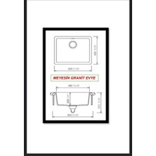 Meyesin Tezgah Altı Gri Granit Mutfak Evyesi 43 x 55 cm