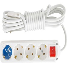 Almera 4'lü Topraklı Priz 3 mt Anahtarlı