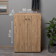 Izmir Alinda Mobilya 2 Kapaklı Çok Amaçlı Dolap , Ayakkabılık , Portatif Dolap ( Beyaz -Atlantik Çam Renk)
