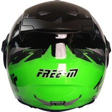 Free-M 665 Yarım Açık ( Çenesiz ) - Güneş Vizörlü ( Gözlüklü ) Motorsiklet Kaskı ( Yeşil )