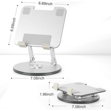 Fogy 12 İnç Alüminyum iPad Standı Yüksekliği Ayarlanabilir 360° Dönebilen Dizüstü Bilgisayar Standı