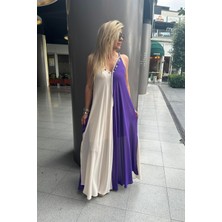 Butik Exvoto Exp 24 Uzun Krep Doku Elbise Mavi