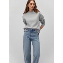 Mavi Kapüşonlu Gri Sweatshirt 1S10191-70093