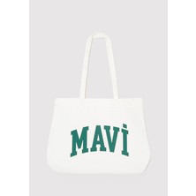 Mavi Logo Baskılı Beyaz Omuz Çantası 1912022-70057