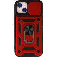 Asil Bilişim iPhone 15 Kılıf Military Ring Armor Slide Case Pars Model - Kırmızı