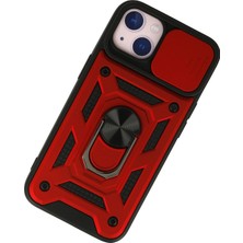 Asil Bilişim iPhone 15 Kılıf Military Ring Armor Slide Case Pars Model - Kırmızı