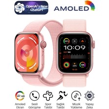 Watch 9 Promax Rose Gold 2GB Hafızalı Amoled Ekranlı Sesli Görüşmeli  Android Akıllı Saat ChatGPT, Uygulama Mağazası, Spor Takibi, Gps, Android İos iPhone Huawei Uyumlu HW69 PROMAX