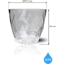 Neotan 2.4 Litre Ø17,7X15,6CM Orkide Saksısı Tabaklı Şeffaf Dekoratif Plastik Saksı Yakamoz Orkide No3