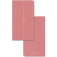 Matt Notebook 2025 Yılı Haftalık Keten Cep Ajandası 12 Aylık Pembe