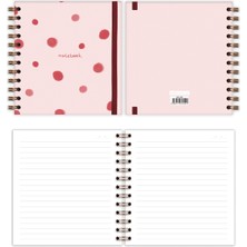 Matt Notebook 15 x 15 cm Kare 2'li Set Spiralli Çizgili Tarihsiz Not Defteri Çiçek Puantiye