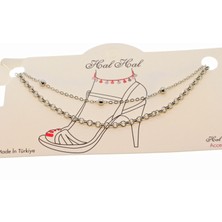 X-lady Accessories Gümüş Renk Top ve Doc  Zincir Halhal  - 1821
