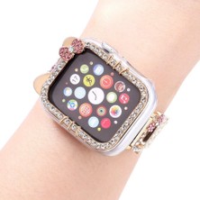 MobaxAksesuar Apple Watch 7/8/9 41mm 3D Figürlü Taşlı Ekran Koruyuculu Sert PC Kasa Koruyucu