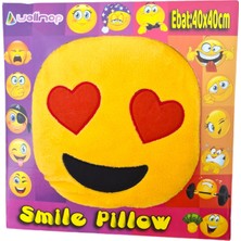 Wellmop Dekoratif Minder Kalp Gözlü Emoji Yastık Kutulu 40 x 40