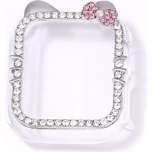 MobaxAksesuar Apple Watch 40MM 3D Figürlü Taşlı Ekran Koruyuculu Sert Pc Kasa Koruyucu