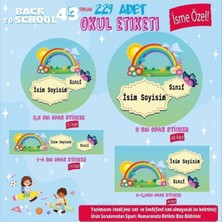 Kt Grup Gökkuşağı Okul Etiketi, Kalem Defter Etiketi Isme Özel 220 Adet