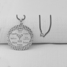 Takıhan Fatiha Ihlas Felak Yazılı 8 Dualı 925 Ayar Gümüş Kolye
