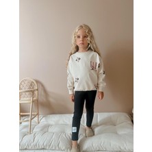 Sacro Kids Çiçek Desenli Taytlı-Sweatshirt Mevsimlik Kız Çocuk Takım