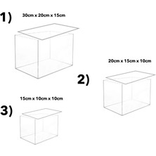 Trend Pleksi Kapaklı Saklama Kutusu (Şeffaf 3 Adet)
