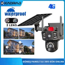 4K, Solar Panelli Kamera,  Çift Lens, 10X Zoom, SIM Kart Destekli, IP Kamera, Kablosuz 4G Güneş Enerjili Kamera