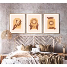 Bestablo 3 Parça Boho Style Çerçeveli Ahşap Tablo Seti, Ev Dekoru