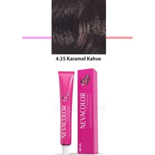 Nevacolor Premium 4.35 Karamel Kahve - Kalıcı Krem Saç Boyası 50 G Tüp