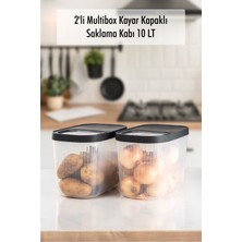 Molvea 2'li 10 Lt Multibox Kayar Kapaklı Saklama Kabı & Erzak Kabı & Toz ve Tablet Deterjan Kutusu