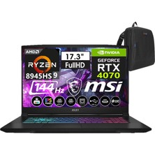 Msı Katana A17 Aı Amd Ryzen 9-8945HS 24GB Ddr5 512GB SSD 8GB/RTX4070 Freedos 17.3" 144 Hz Fhd IPS Taşınabilir Bilgisayar B8VG-862XTRW01+WEBLEGELSINÇANTA