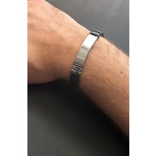 By Semra Slikonkordonlu Paslanmaz Çelik Erkek Bileklik