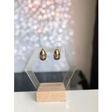 Asteria Jewelry Gold Baget Taş Detaylı Damla Bottega Küpe