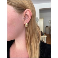 Asteria Jewelry Gold Baget Taş Detaylı Damla Bottega Küpe