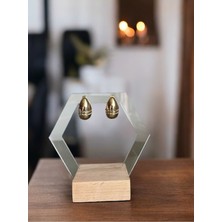 Asteria Jewelry Gold Baget Taş Detaylı Damla Bottega Küpe