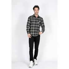 Lee Cooper Jade Erkek Dokuma Uzun Kol Gömlek Haki-Siyah