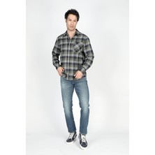 Lee Cooper Alpin Erkek Dokuma Uzun Kol Gömlek Haki Lacivert