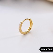 goldkupe 14 Ayar Taşlı Tek Halka Altın Küpe 0,52 gr
