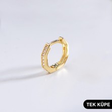 goldkupe 14 Ayar Altıgen Tek Halka Altın Küpe 0,54 gr