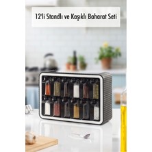 Molvea 12'li Kaşıklı & Standlı Kapaklı Baharat Seti