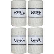Taranan Makrome Ipi Tek Büküm Taranabilir 3 mm Ip Pamuk Makrome Ipleri 1 kg (4X250 Gr)