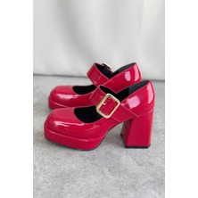 Moda Adam Moda Adam Kadın Romeo Platformlu Topuklu Ayakkabı - Kırmızı-Rugan